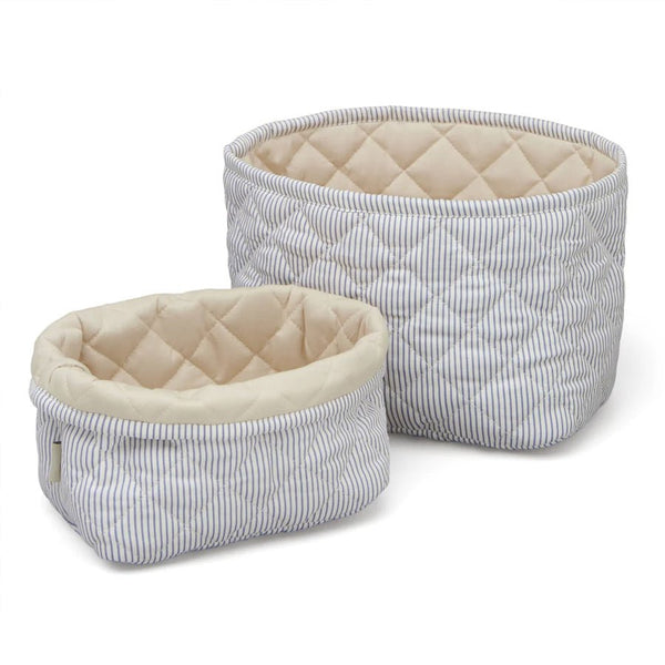 Cam Cam Quiltet Opbevaringskurve, 2 Stk - Classic Stripes Blue