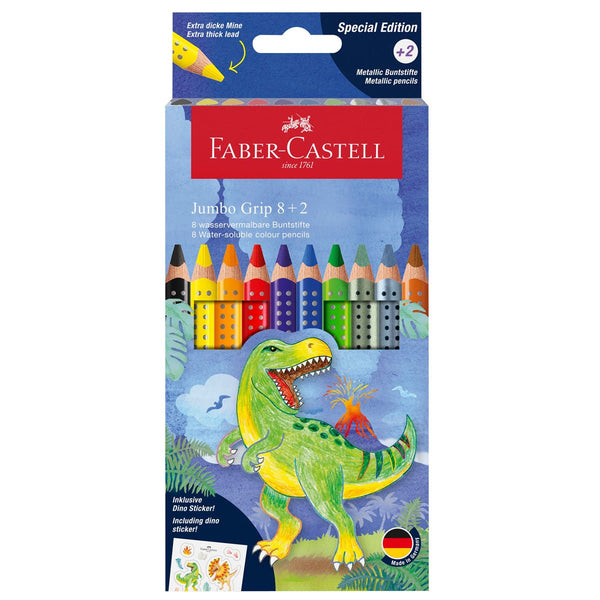 Faber - Castell Jumbo Grip farveblyanter, dino 8+2 stk