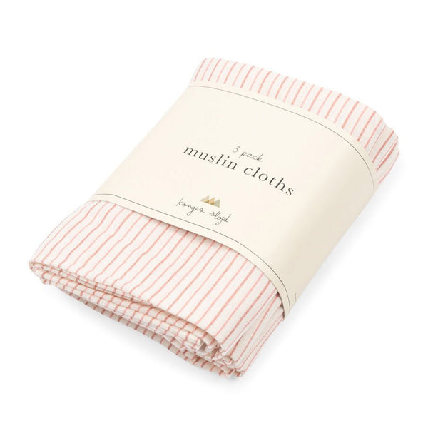 Konges Sløjd 3 - Pak Muslin Stofble, Stripie Petite Rose