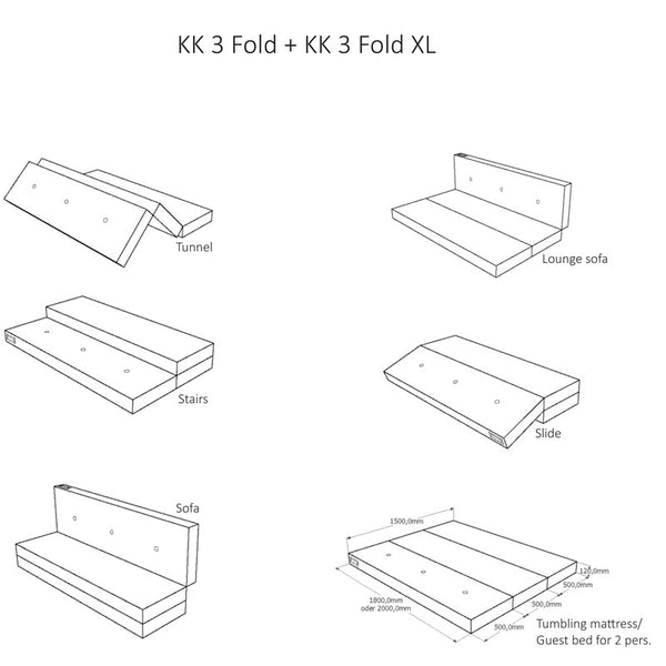 by KlipKlap 3 - fold madras, 180 cm sand med sand knapper