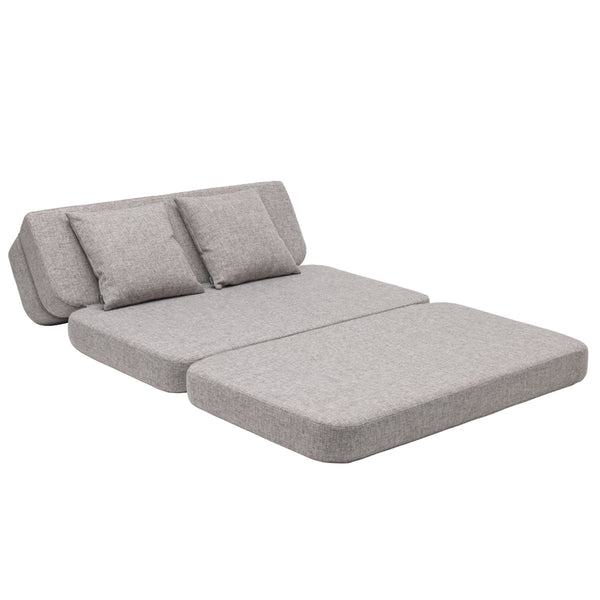 byKlipKlap 3 - fold sofa, 140 cm multigrå m grå knap