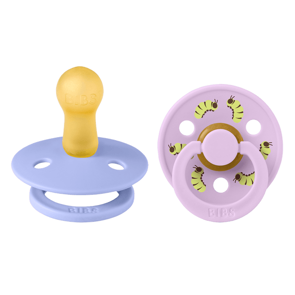 2-Pak Studio Colour Rund Sut Caterpillar Mix Latex Hush/Violet Sky (str 2) fra Bibs