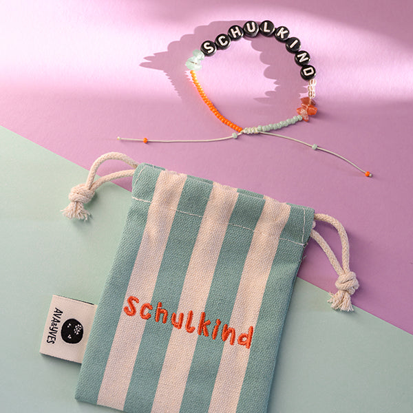 Perlenarmband Schulkind in Mint/Orange