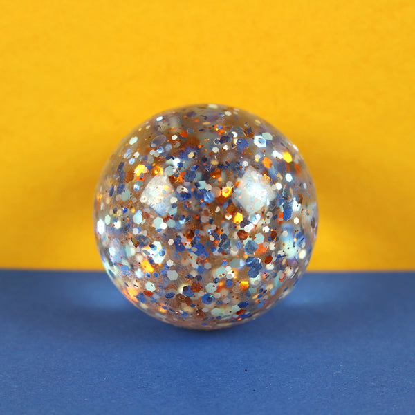 Flummiball Mit Konfetti, Blau/Kupfer