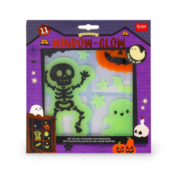 Selvlysende Halloween Gel Stickers med Skelet