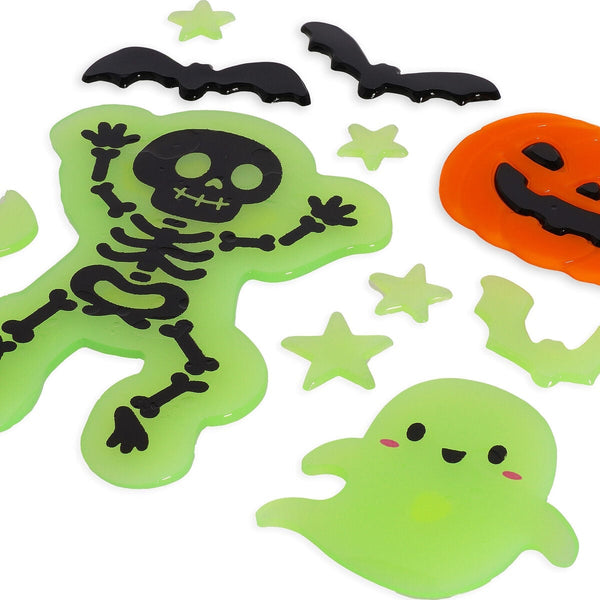 Selvlysende Halloween Gel Stickers med Skelet
