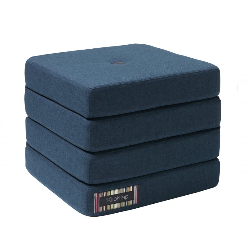 byKlipKlap 4 - fold madras, mørkeblå m sort knap