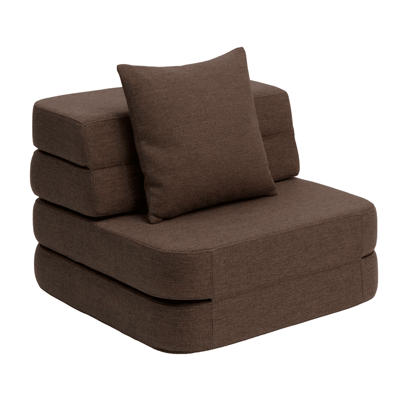 by KlipKlap 3 - fold sofa single, soft - brun med sand knapper