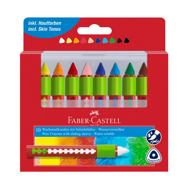 Faber-Castell Wachsmalkreide mit Hülse, 10 Stück
