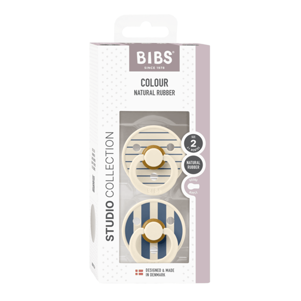 BIBS Studio Line 2 - pak sut str 2 med strib, ivory/steel blue
