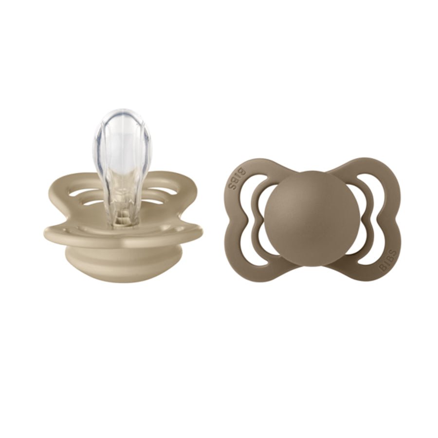 Bibs supreme 2 - pak silicone sut, str 1 - vanilla/dark oak