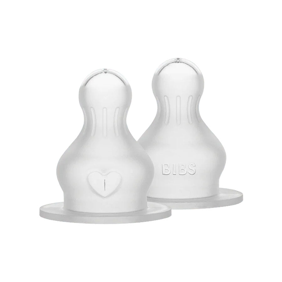 Bibs sutteflaskehoveder 2 - pak, silikone slow flow