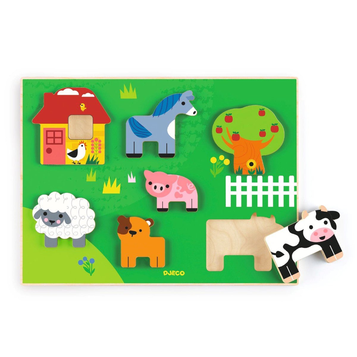 Relief Træpuslespi med Bondegårdsfortælling