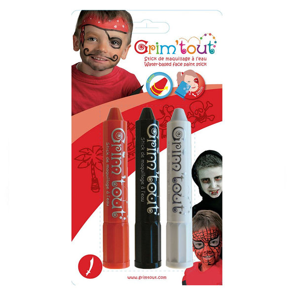 Grim Tout Gesichtsfarbe, 3 stk - Piraten & Vampire