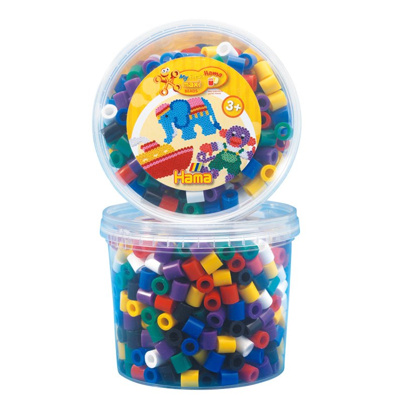 Hama maxi perler i bøtte, 600 stk - basisfarver
