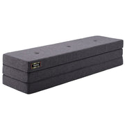 byKlipKlap 3 - fold madras, 200 cm blågrå med grå knapper