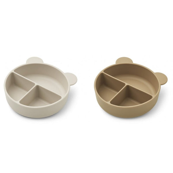 Liewood 2-er Pack runde Unterteilungen Schüssel, sandy/oat