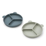 Liewood Stacy rumopdelt silikone tallerken 2 - pak, whale blue/dove blue