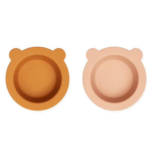 Liewood 2-er Pack Peony-Schale mit Saugnapf, mustard / tuscany rose mix