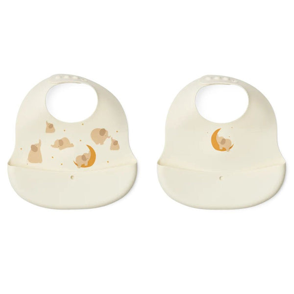 Liewood Ember 2--er Pack Lätzchen mit Print, Elephant / Creme de la Creme