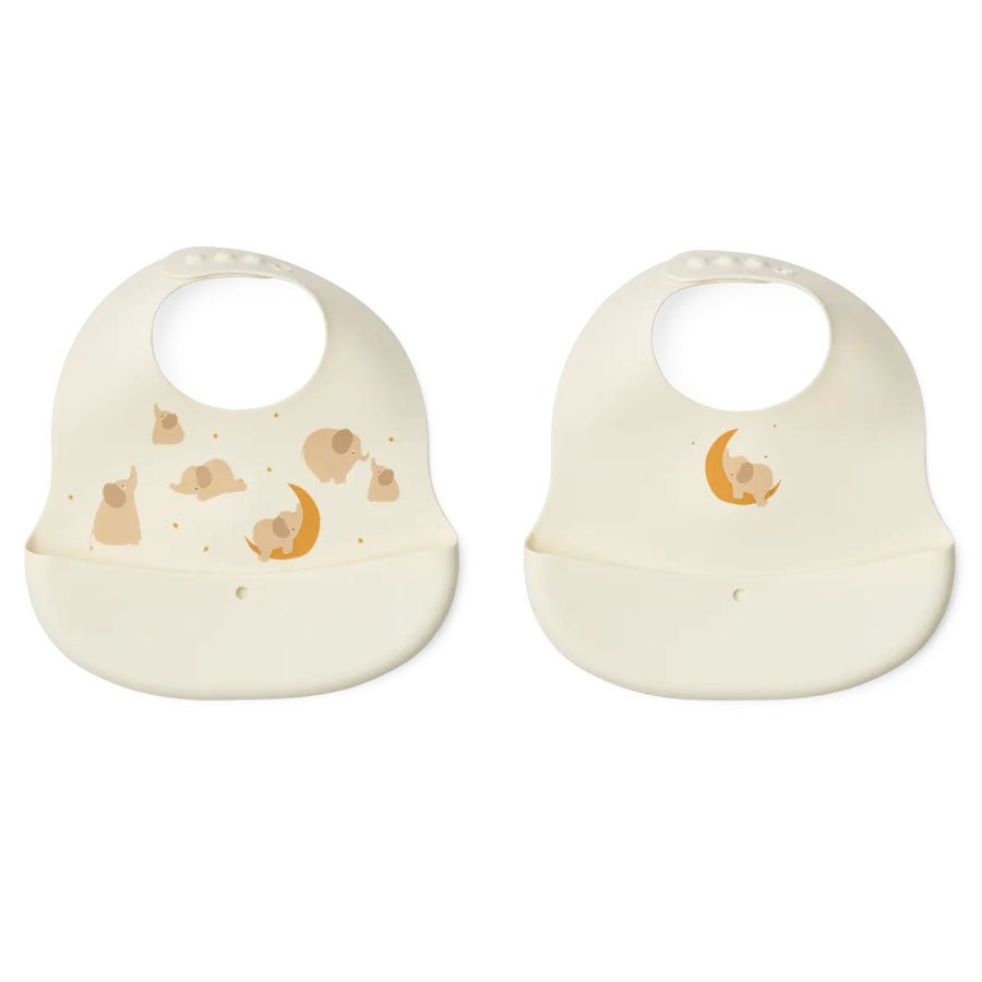 Liewood Ember 2 - pak hagesmæk m. print, elephant / creme de la creme