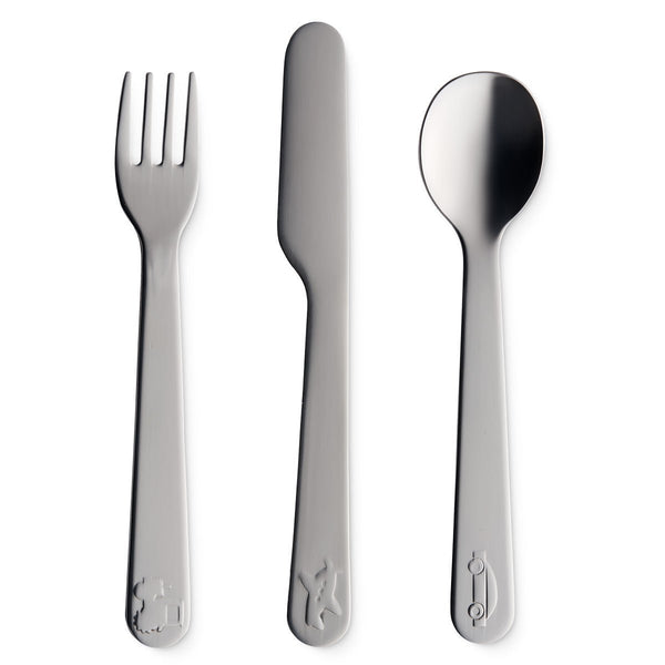 Liewood Nadine Besteckset mit Fahrzeugen, steel