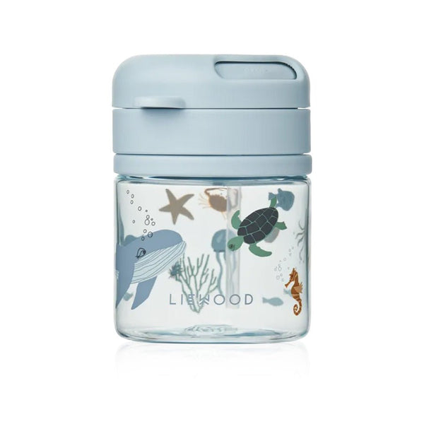 Liewood Pavia Tritan-Becher mit Strohhalm, Meerestier/sandfarben