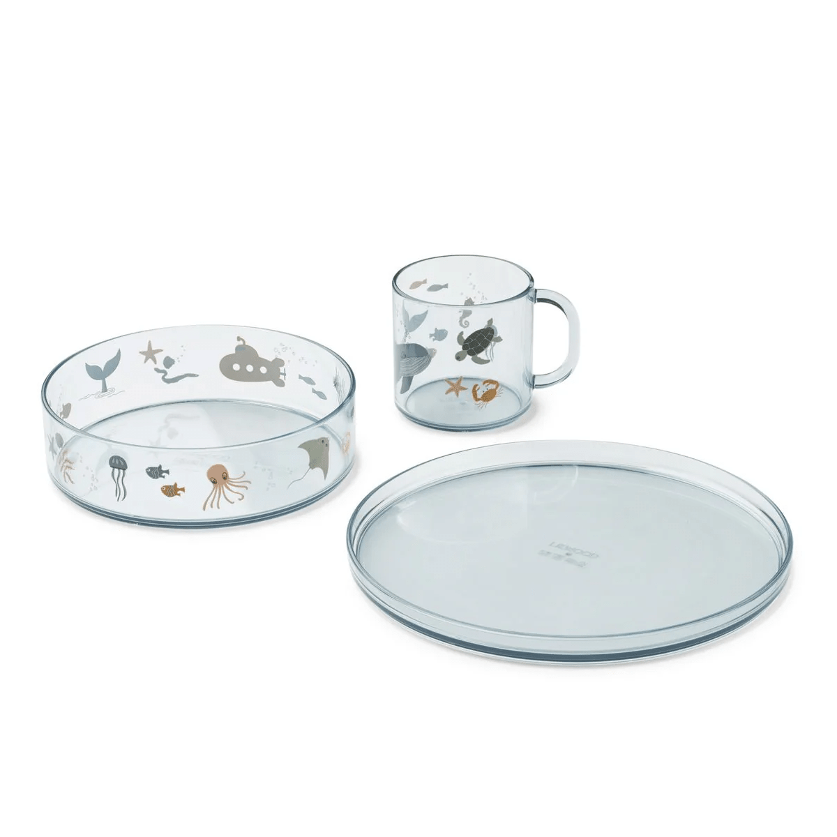 Liewood Siva printed tritan spisesæt, sea creature/sandy