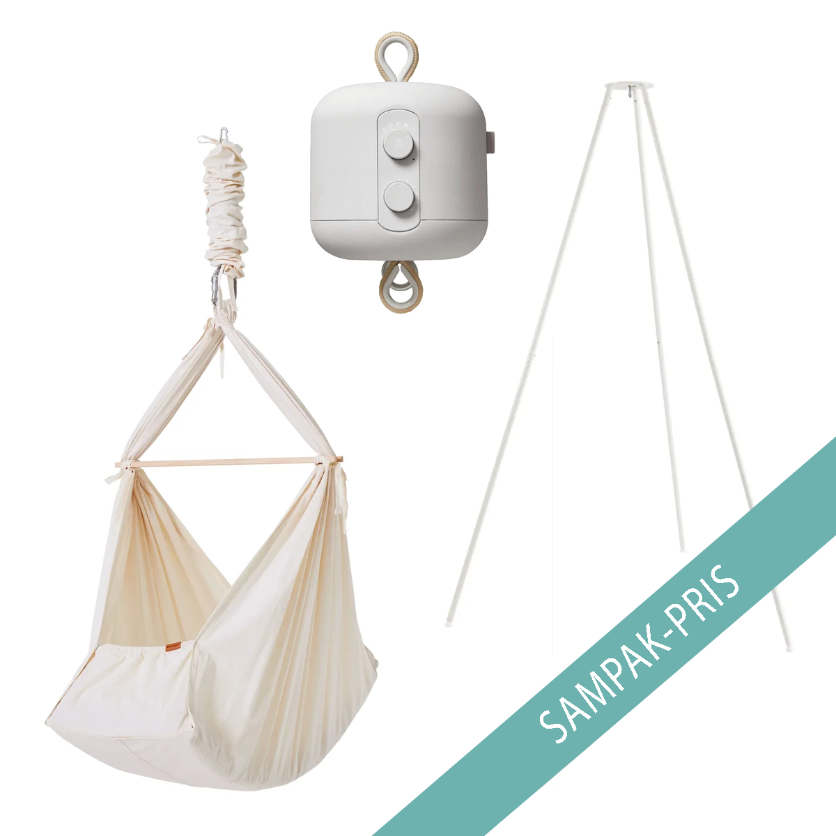 01_Membantu slyngevugge Basic m. Basic stativ inkl. vuggemotor, Nature-Hvid.png