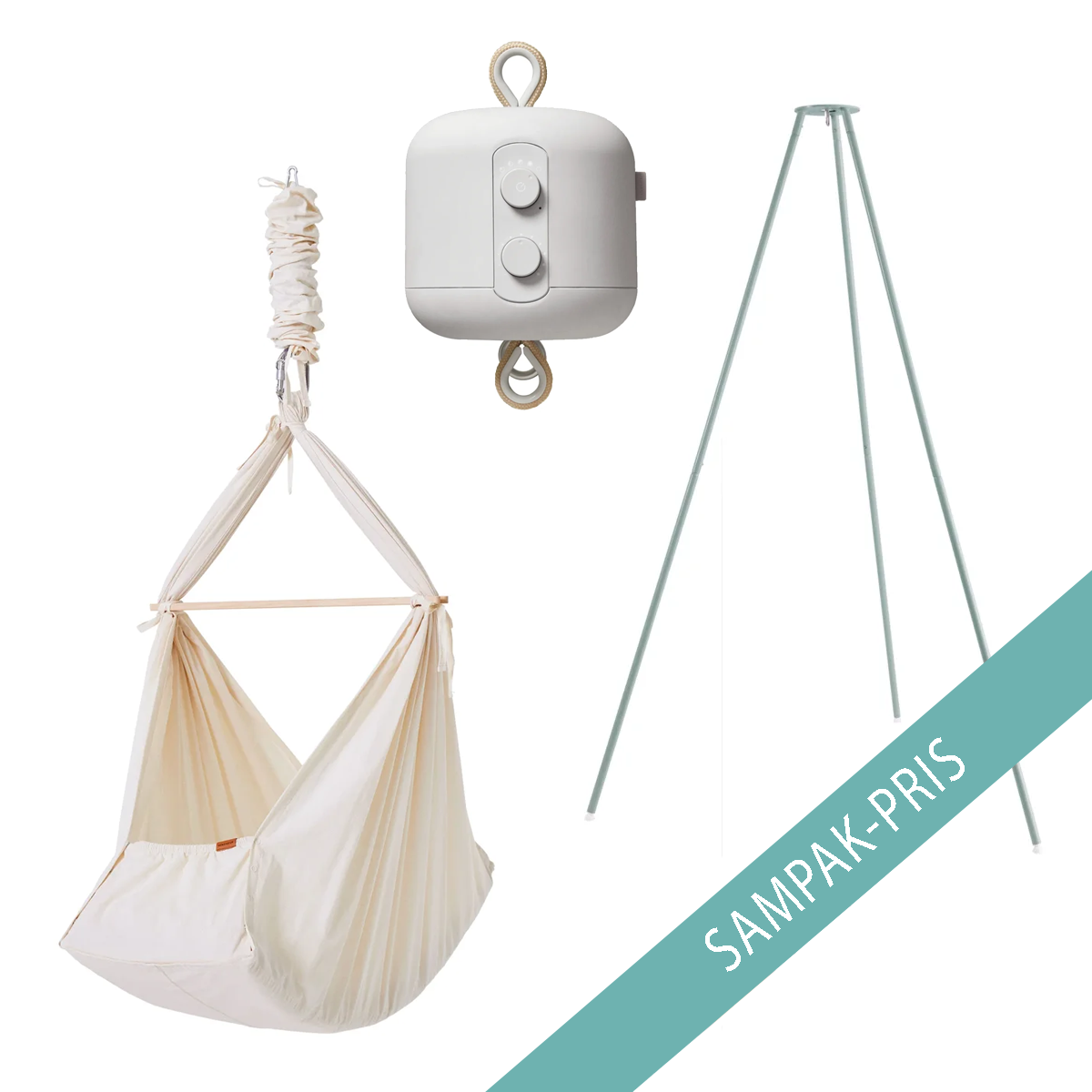 01_Membantu slyngevugge Basic m. Basic stativ inkl. vuggemotor, Nature-Sage green.png