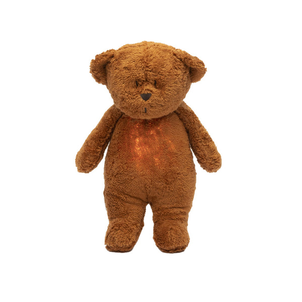 Moonie 2.0 Organic Humming Bär mit Lampe, caramel
