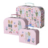 RICE Pappkofferte 3-er-Pack mit Nathalie Lété Print, Pink