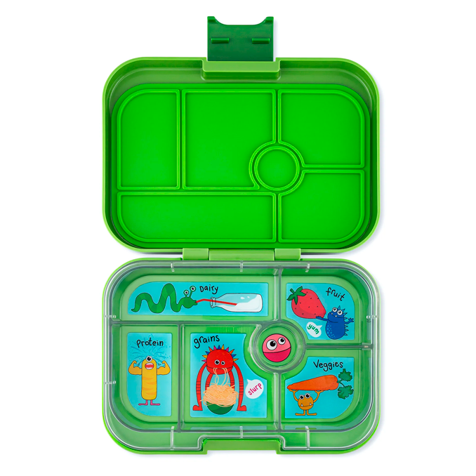 01_Yumbox Original madkasse m 6 rum, Matcha green - Funny monster-2.png