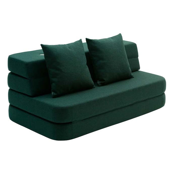 by KlipKlap 3 Fold sofa dyb grøn med lys grøn knap