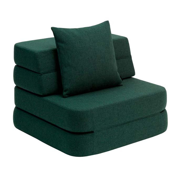 by KlipKlap 3 Fold sofa single, dyb grøn med lys grøn knap