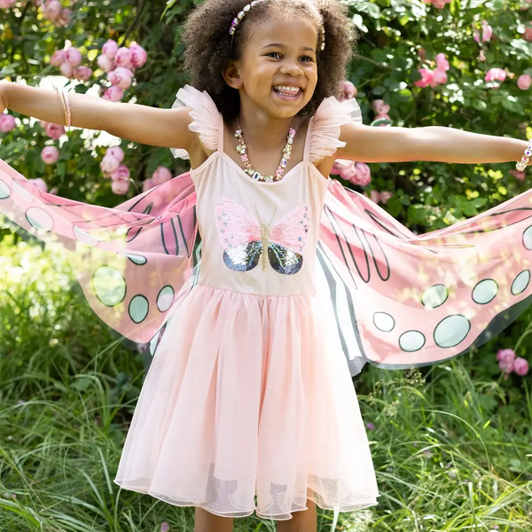 Great Pretenders Secret Butterfly Paillettenkleid mit Flügeln – Größe 5-6