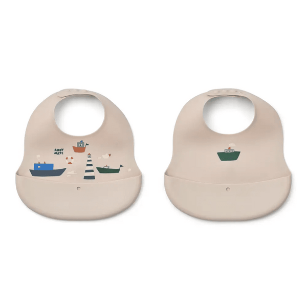 Liewood Ember 2er-Pack Lätzchen mit Aufdruck, Sailing/Sandy