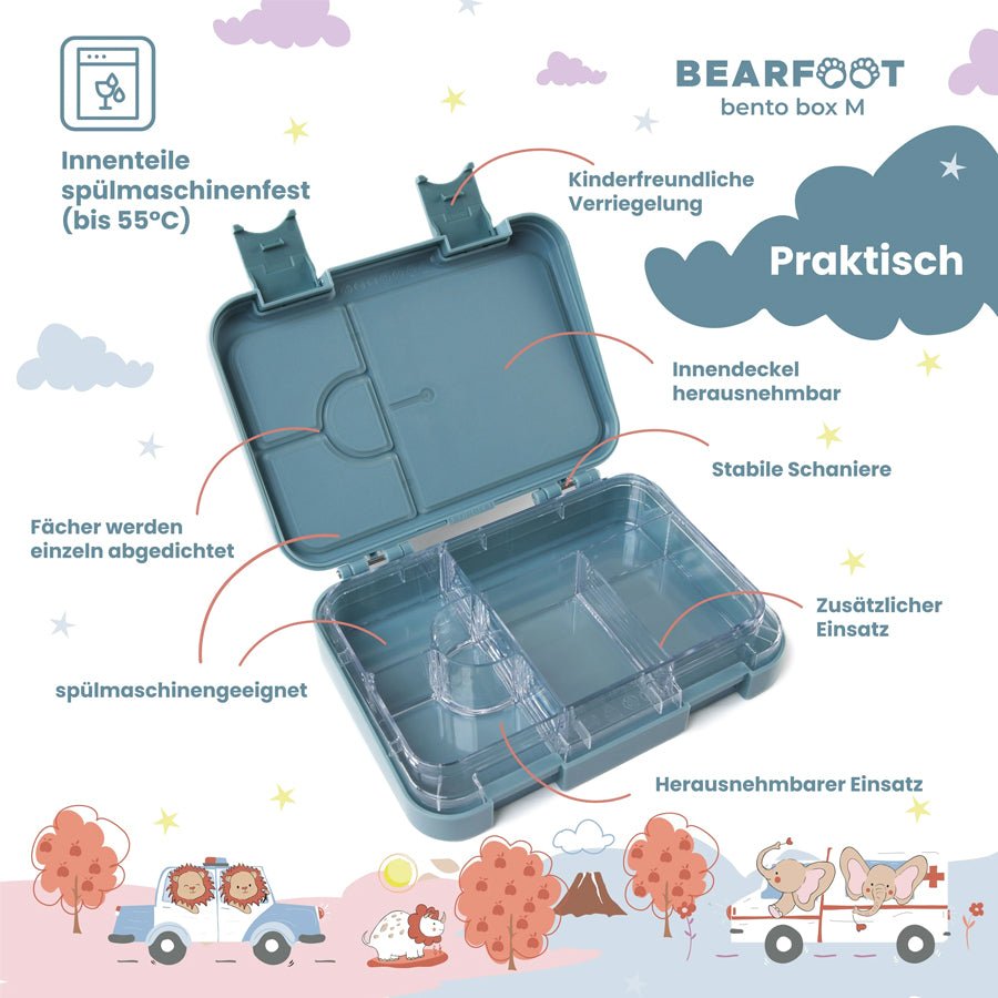 Bearfoot Madkasse med rum, bento boks M - traktor