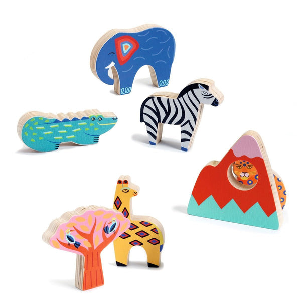 Relief-Holzpuzzle mit Savannen-Erzählung