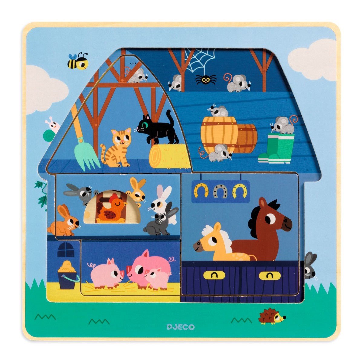 Lag - på - Lag Træpuslespil med Bondegården