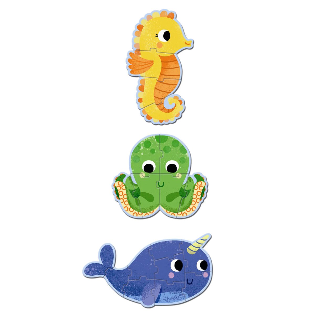 Primo Puslespil med Havets Dyr (4+6+9 brikker)