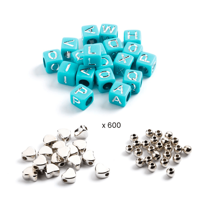 Alfabetperler med Sølv Farver
