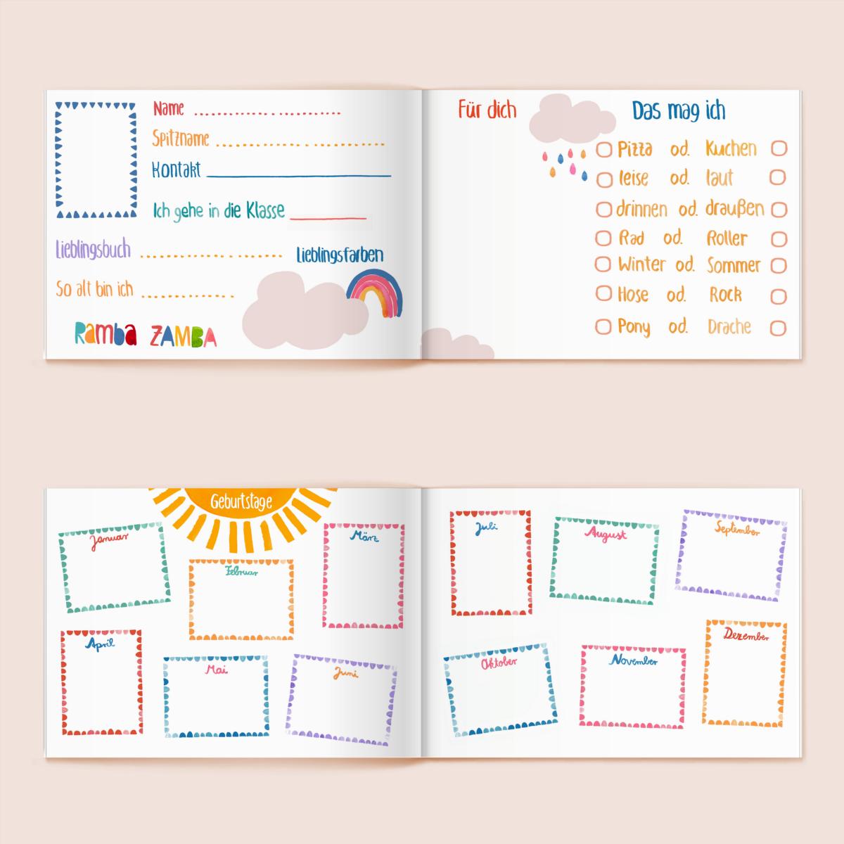 Freundebuch *Alle meine Schulfreunde* mit Giraffe, Maus & Hamster