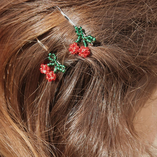 Konges Sløjd 4-er Mini-Kirschhaarspange, cherry