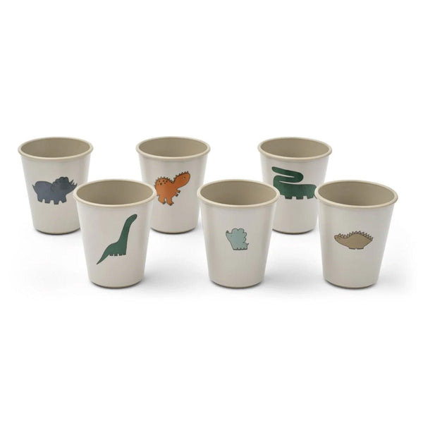 Liewood Lana 6-er-Pack Tassen, Dinosaurier/Nebel