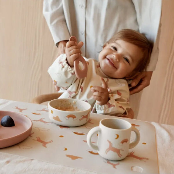 Liewood Merle bedrucktes Lätzchen mit Ärmeln, dream/ecru