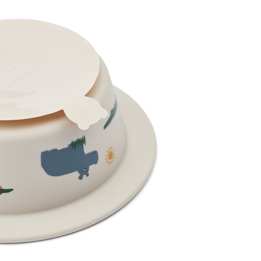 Liewood Peony printet 2 - pak skål med sugekop, safari sandy mix