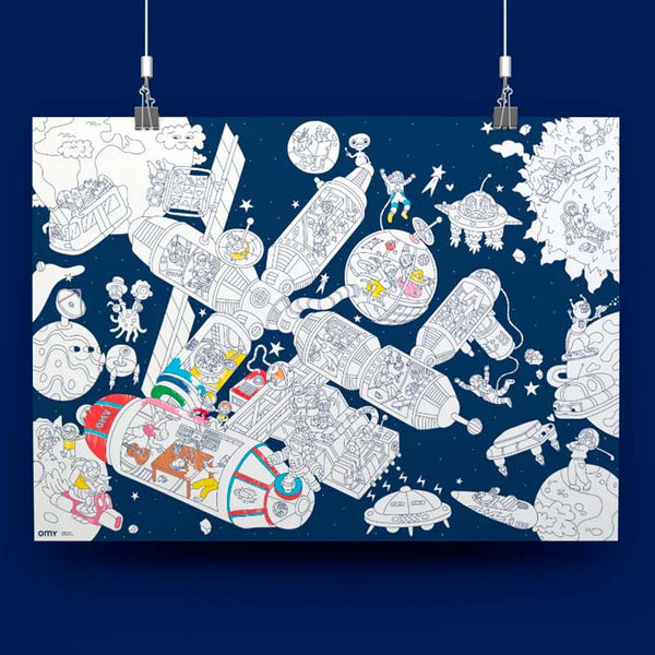 OMY gigantisches Plakat zum Anmalen inkl. Stickern, Weltall