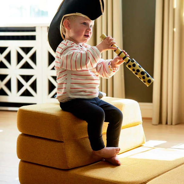 by KlipKlap 3 Fold sofa single, mustard med mustard knap