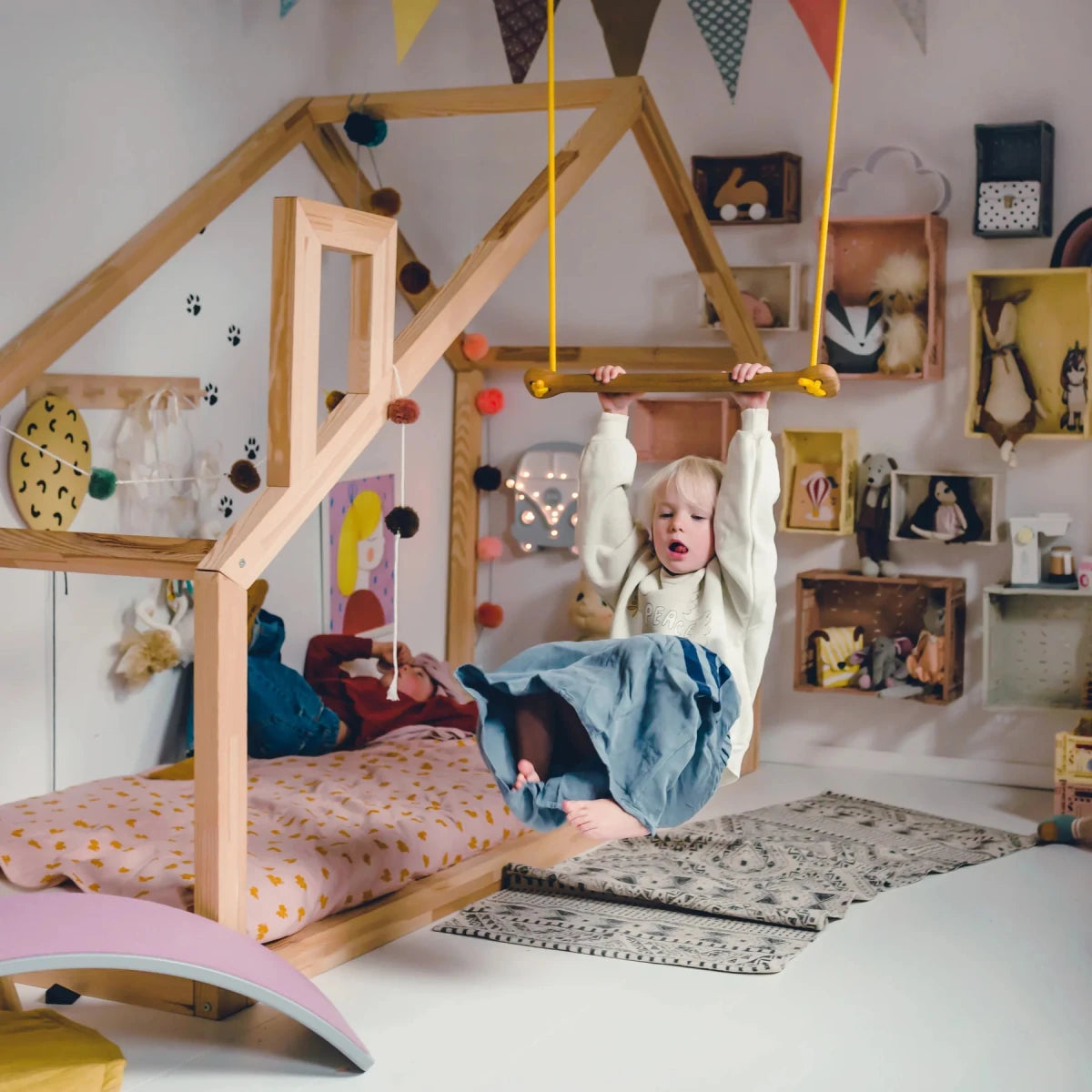 Lillagunga Trapez, eg, beige reb, 2 - 2,80 m